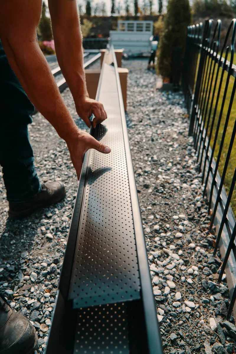 Seamless gutter installation from the ladder — Watermark Gutters, Snohomish County, WA BC