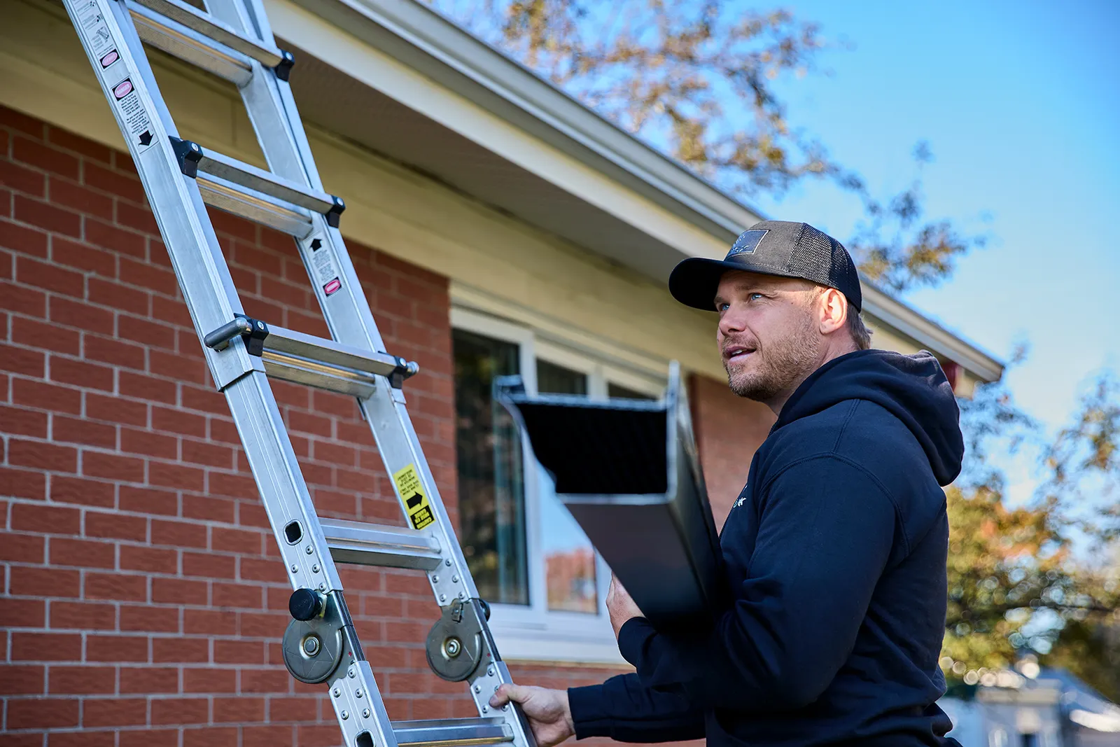 Gutter replacement on a brick facade — Watermark Gutters, Snohomish County, WA BC